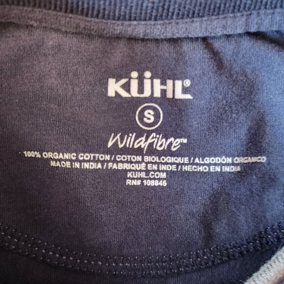 KUHL Mens Small WildFibre Organic Cotton Blue Long Sleeve Thumb Holes Shirt - Picture 8 of 11